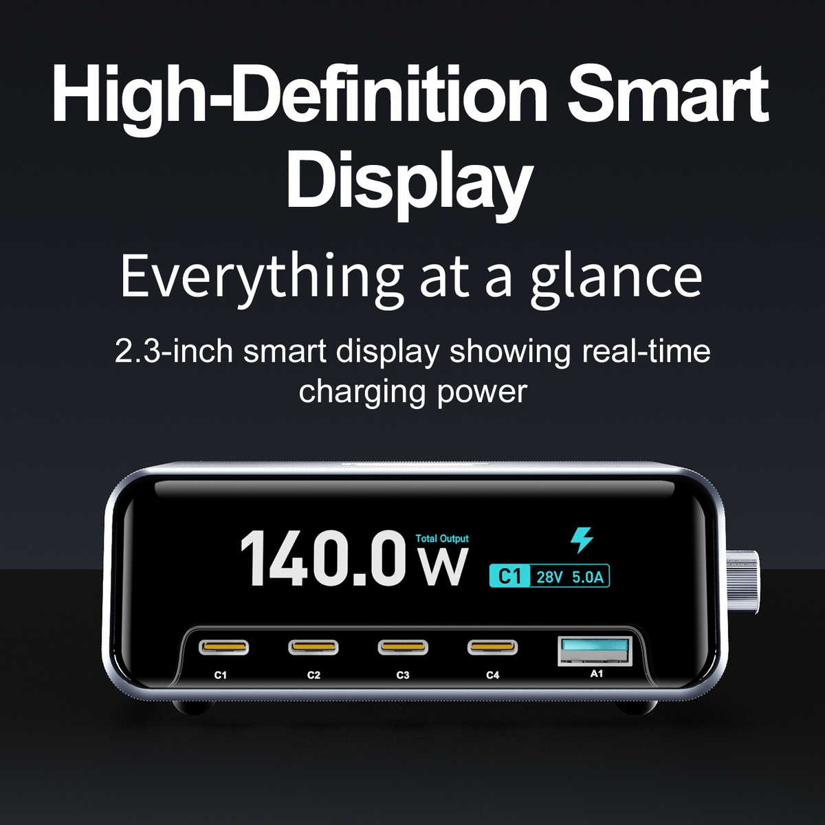 OEM-Ladestation WLX-60G, 140W, 5A, 1 x USB-A - 4 x USB-C, Grau