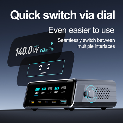 OEM-Ladestation WLX-60G, 140W, 5A, 1 x USB-A - 4 x USB-C, Grau