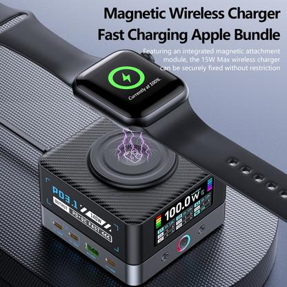 Chargeur Station OEM WLX-R8A QI, 140W, 5A, 2 x USB-A - 6 x USB-C, Gris
