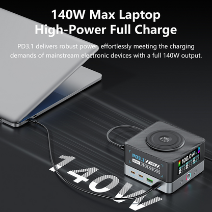 Chargeur Station OEM WLX-R8A QI, 140W, 5A, 2 x USB-A - 6 x USB-C, Gris