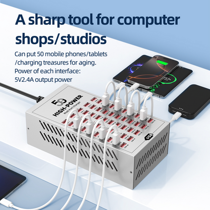OEM-Ladestation WLX-T2A, 200W, 2,4A, 50 x USB-A, Silber