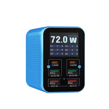 Chargeur Station Relife Q4, 72W, 5A, 2 x USB-C - 4 x USB-A, Bleu