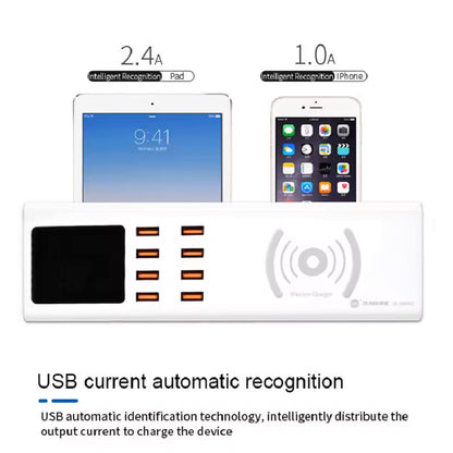 Ladestation Sunshine SS-309WD QI, 40W, 2.4A, 8 x USB-A, Weiß