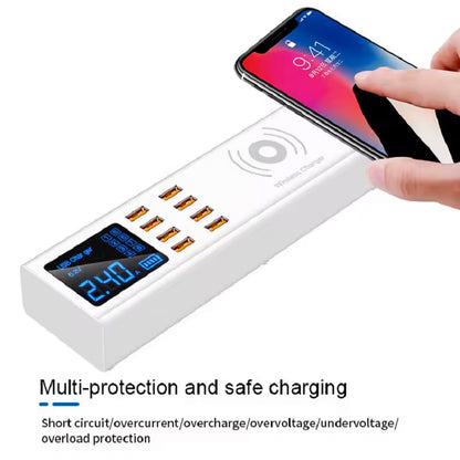 Ladestation Sunshine SS-309WD QI, 40W, 2.4A, 8 x USB-A, Weiß