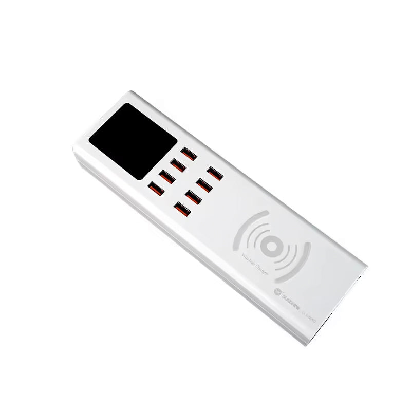 Ladestation Sunshine SS-309WD QI, 40W, 2.4A, 8 x USB-A, Weiß