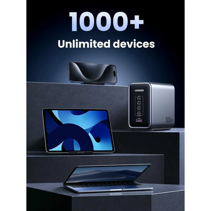 Chargeur Station UGREEN CD333 Nexode, 300W, 5A, 1 x USB-A - 4 x USB-C, Gris, Reconditionné