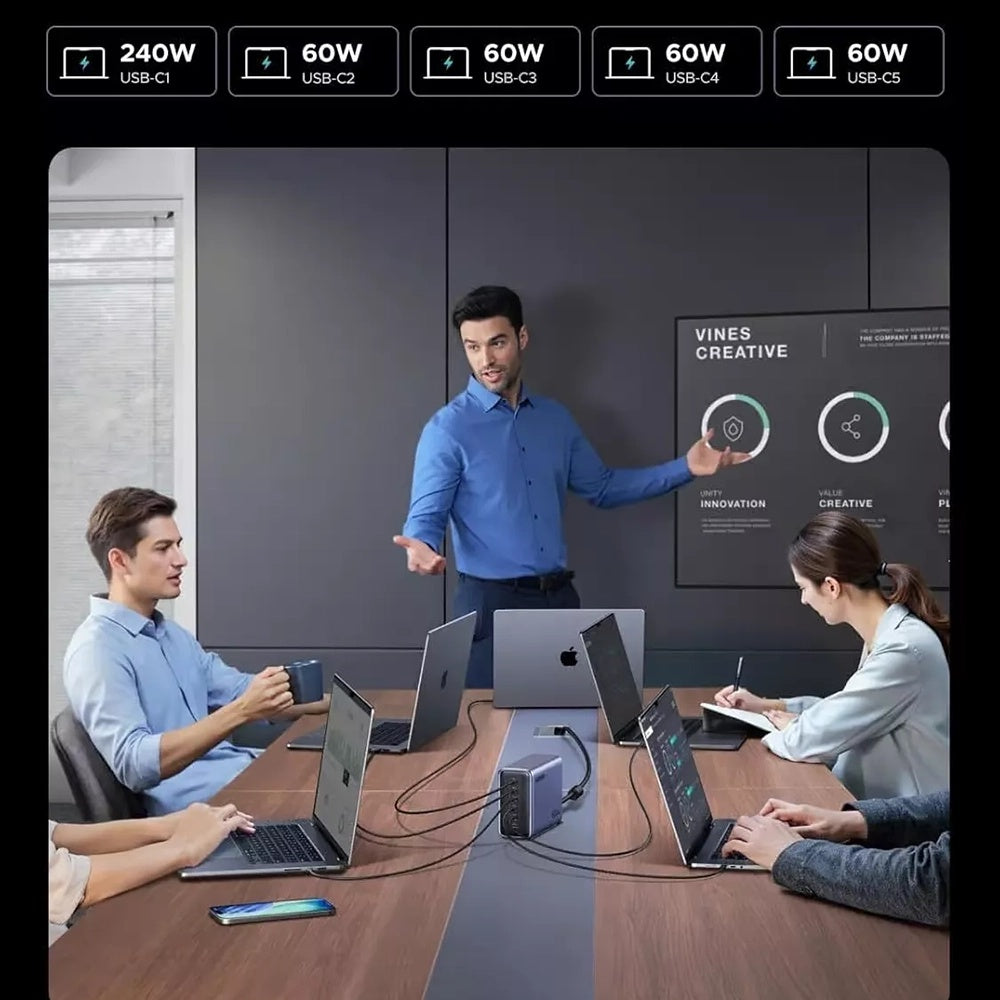 Chargeur Station UGREEN Nexode X759, 500W, 5A, 1 x USB-A - 5 x USB-C, Gris