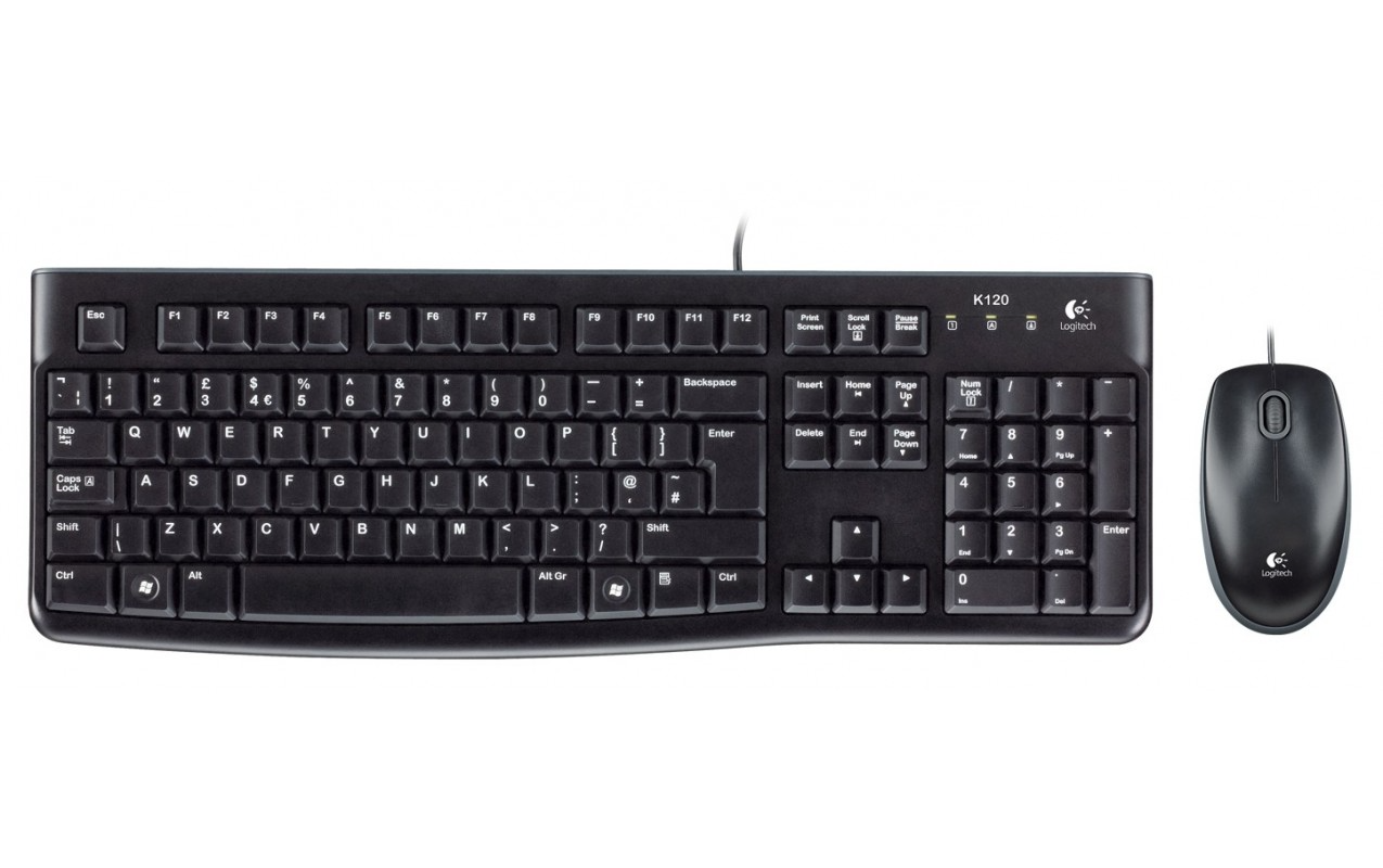 Kit Clavier Souris Filaire USB Logitech MK120, Noir