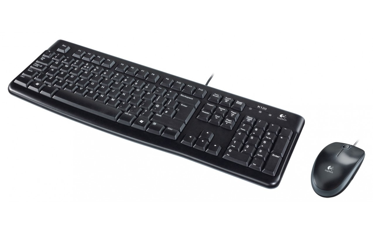 Kit Clavier Souris Filaire USB Logitech MK120, Noir
