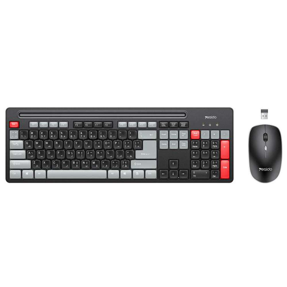 Kit Clavier et Souris Sans Fil Yesido KB43, Noir