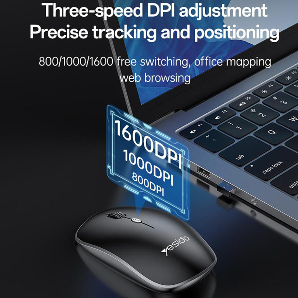 Kit Clavier et Souris Sans Fil Yesido KB43, Noir