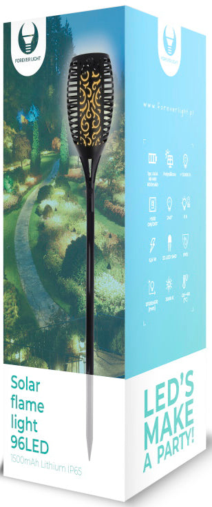 Lampe Solaire Forever, 96Led, 2800K, IP65, Noire