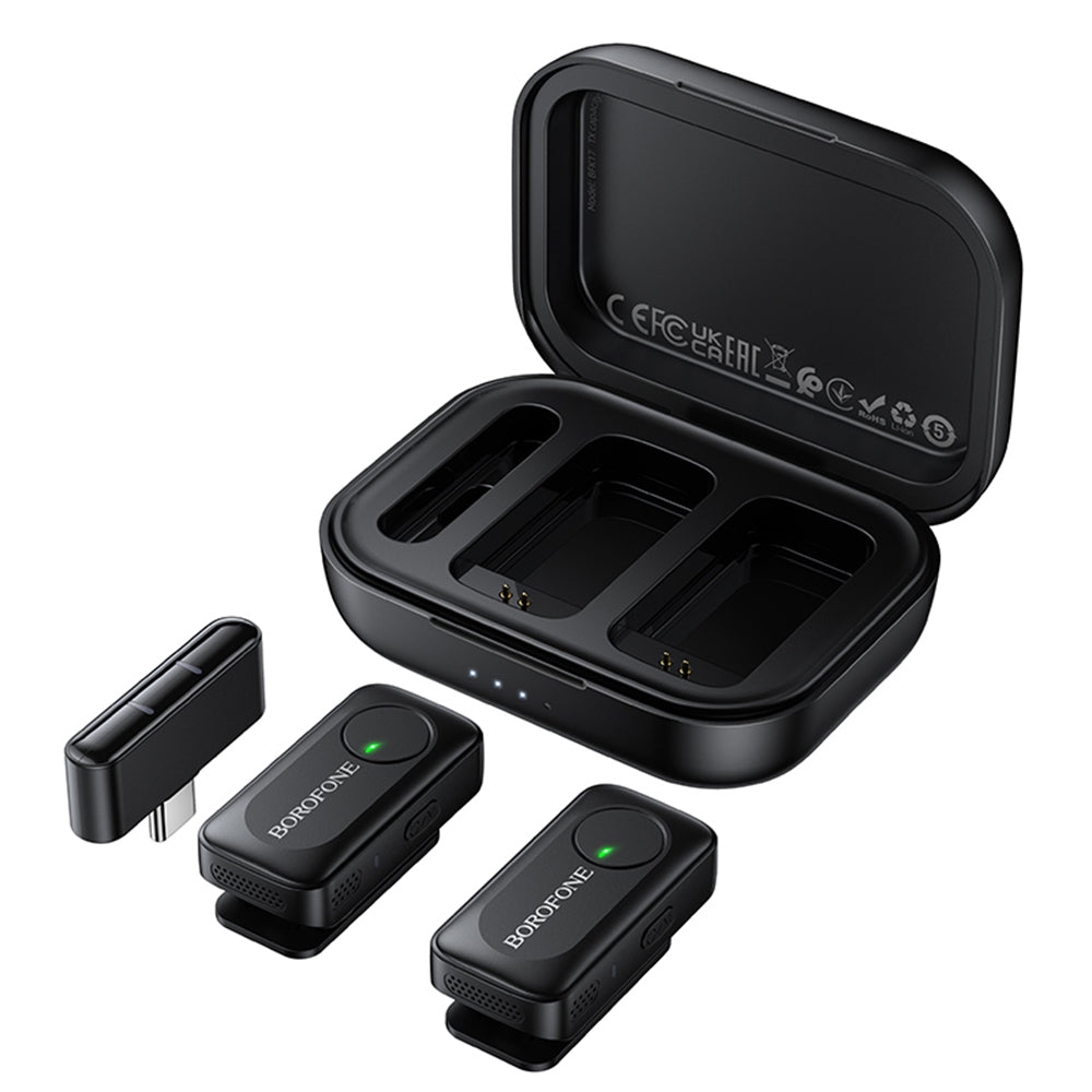 Micro-cravate Borofone BFK17 Lemai, USB-C, Lot de 2 pièces, Noir