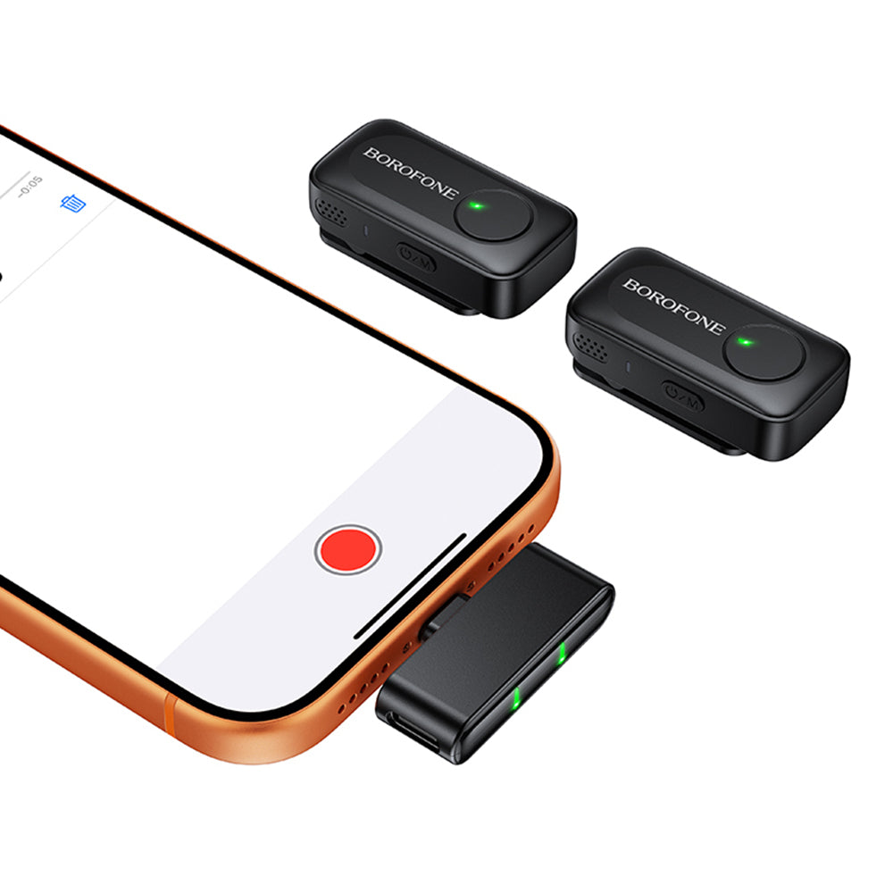 Micro-cravate Borofone BFK17 Lemai, USB-C, Lot de 2 pièces, Noir
