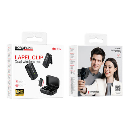 Micro-cravate Borofone BFK17 Lemai, USB-C, Lot de 2 pièces, Noir