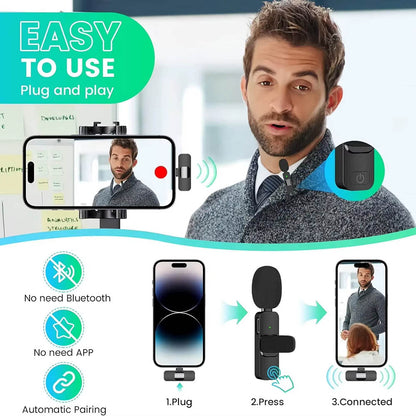 Lavalier Techsuit LW2, USB-C, Lot de 2 pièces, Noir