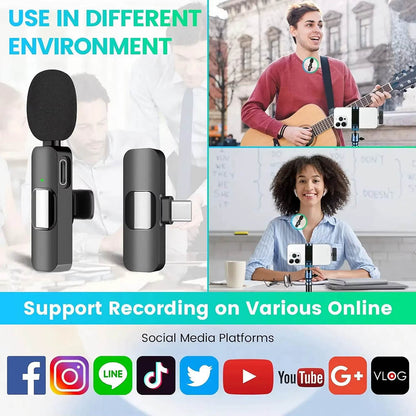 Lavalier Techsuit LW2, USB-C, Lot de 2 pièces, Noir