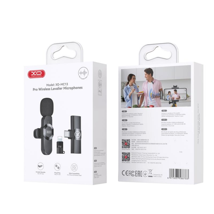 Lavaliermikrofon XO Design MC13, USB-C / Lightning, Schwarz