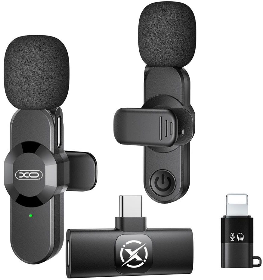 Lavaliermikrofon XO Design MC14 Dual, USB-C / Lightning, 2er-Set, Schwarz