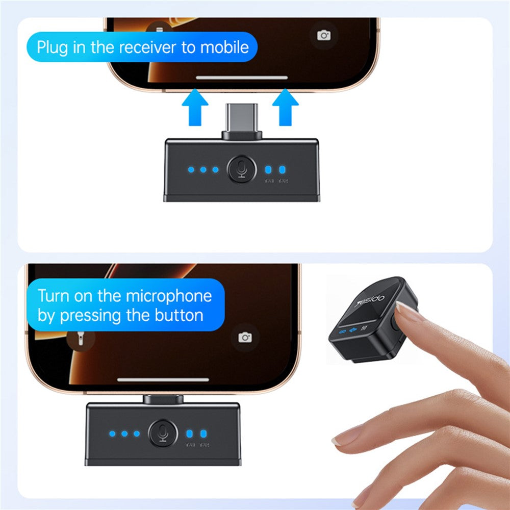 Lavallière Yesido KR19, USB-C / Lightning, Set 2 pièces, Noire