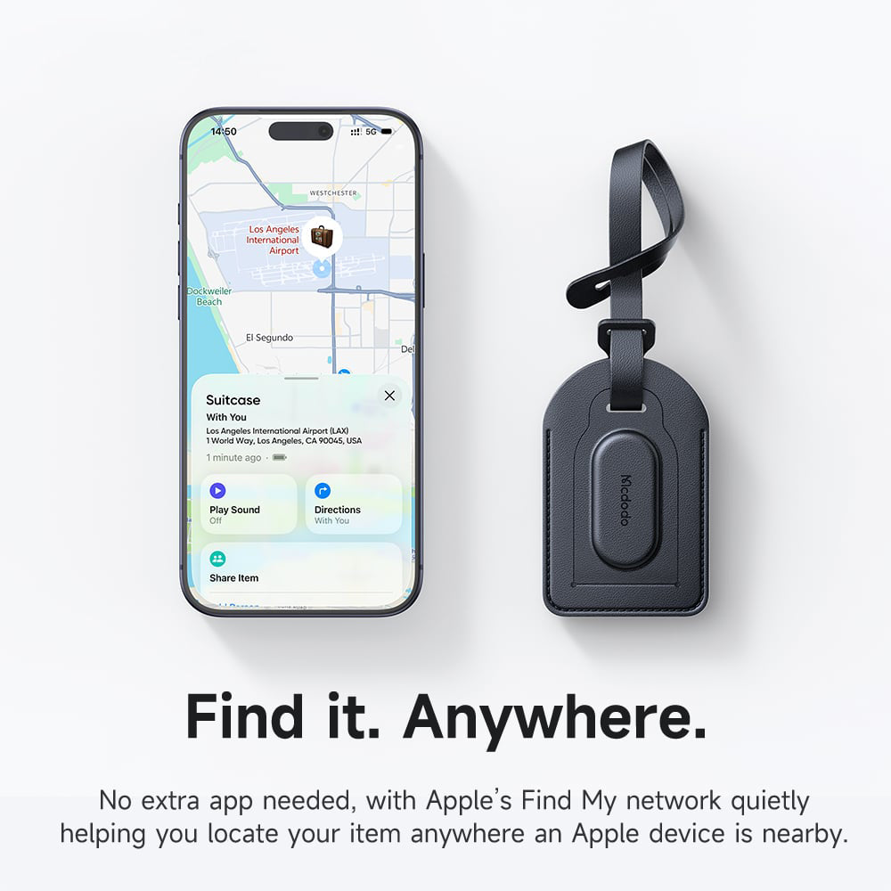 Mcdodo SmartTag Luggage Napa Pro AT-3790 pour iOS Series, Noir
