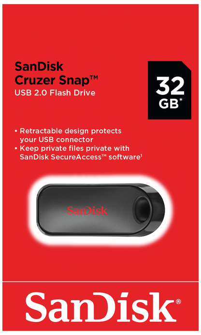 Mémoire Externe USB-A SanDisk Cruzer Snap, 32Gb SDCZ62-032G-G35