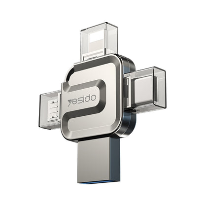 Mémoire Externe USB-A 3.0 / Lightning / USB-C / microUSB Yesido FL15, 64Gb
