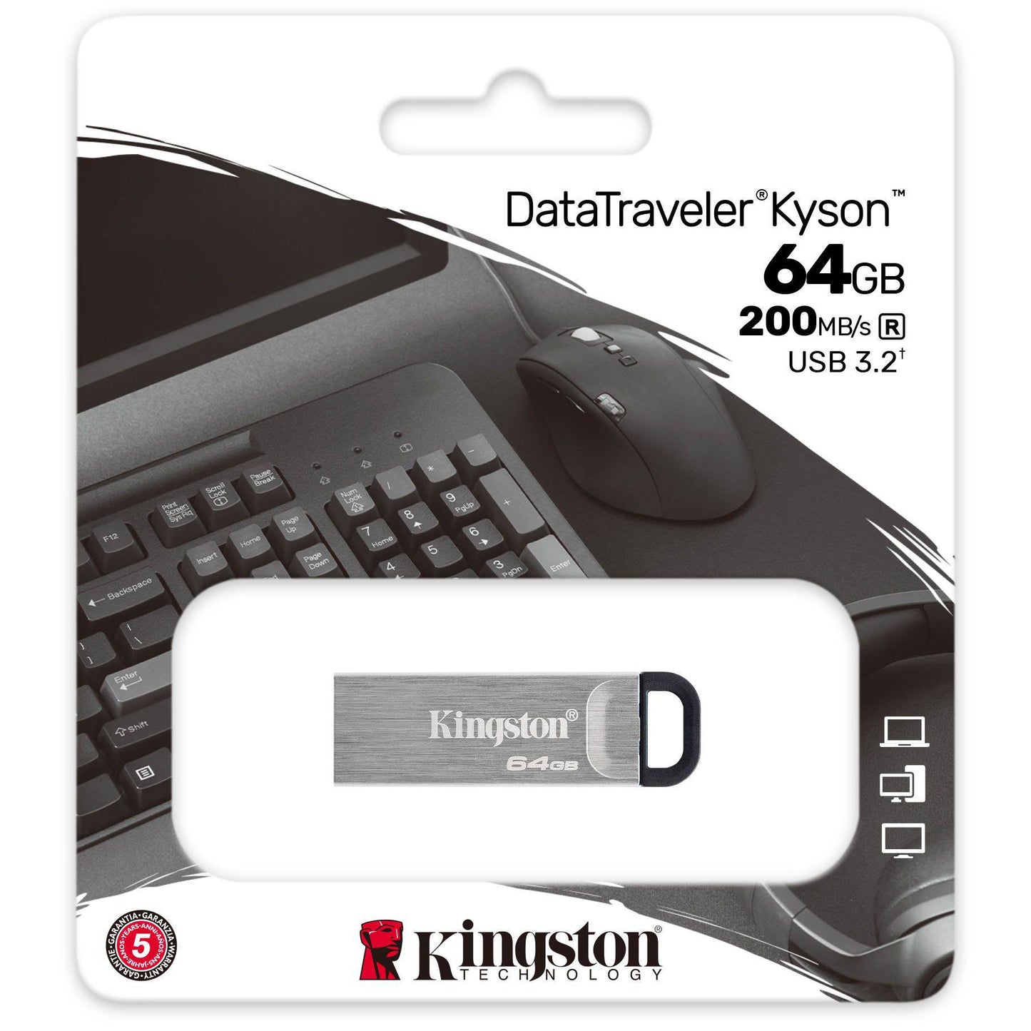 Mémoire Externe USB-A 3.2 Kingston DT Kyson, 64Gb DTKN/64GB