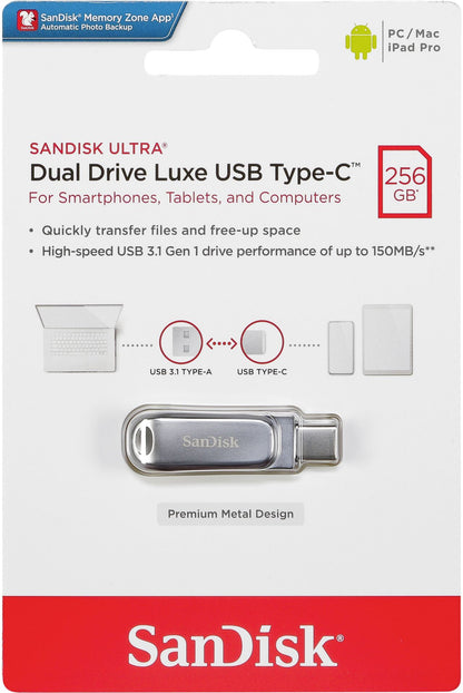 Externer Speicher USB-A 3.2 / USB-C SanDisk Ultra Luxe Dual Drive, 256Gb SDDDC4-256G-G46