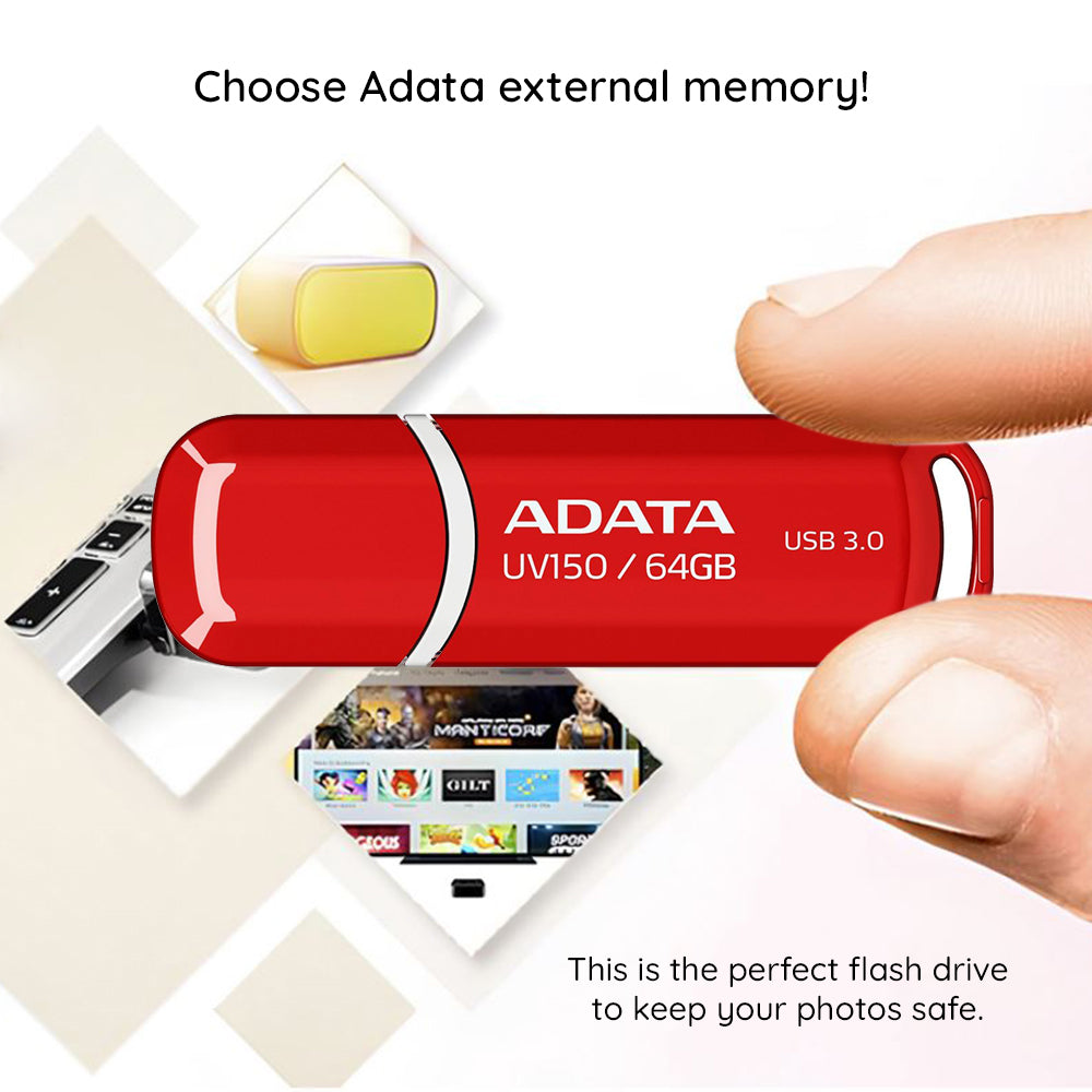 Mémoire externe USB-A 3.2 Adata UV150, 128 Go AUV150-128G-RBK