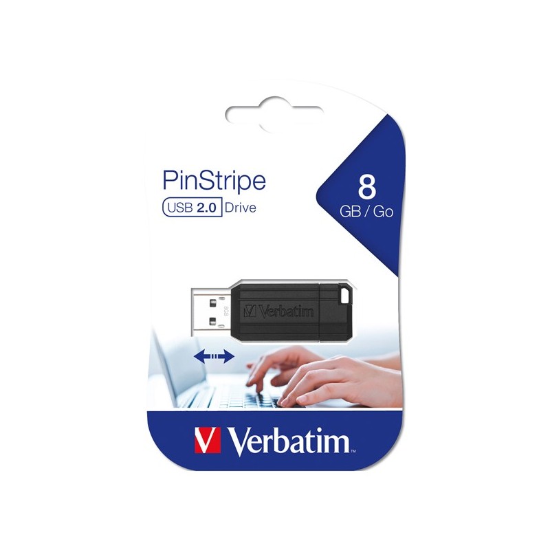 Externer USB-A Speicher Verbatim PenDrive Pinstripe, 8GB