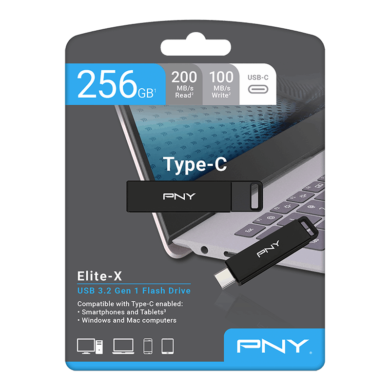 External USB-C Memory PNY Elite X, 64GB P-FDI64GELTXC-GE