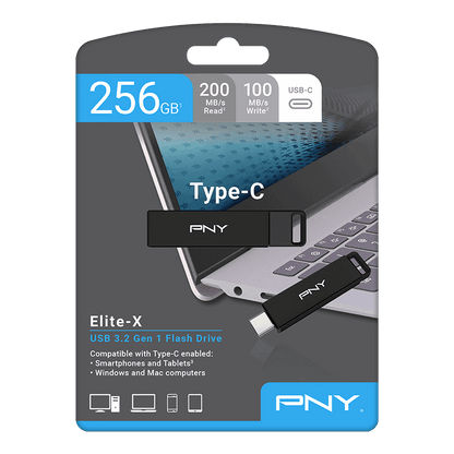 External USB-C Memory PNY Elite X, 64GB P-FDI64GELTXC-GE