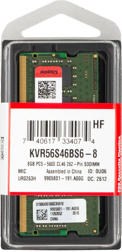 Kingston RAM-Speicher, DDR5 SODIMM, 8GB, 5600Mhz KVR56S46BS6-8