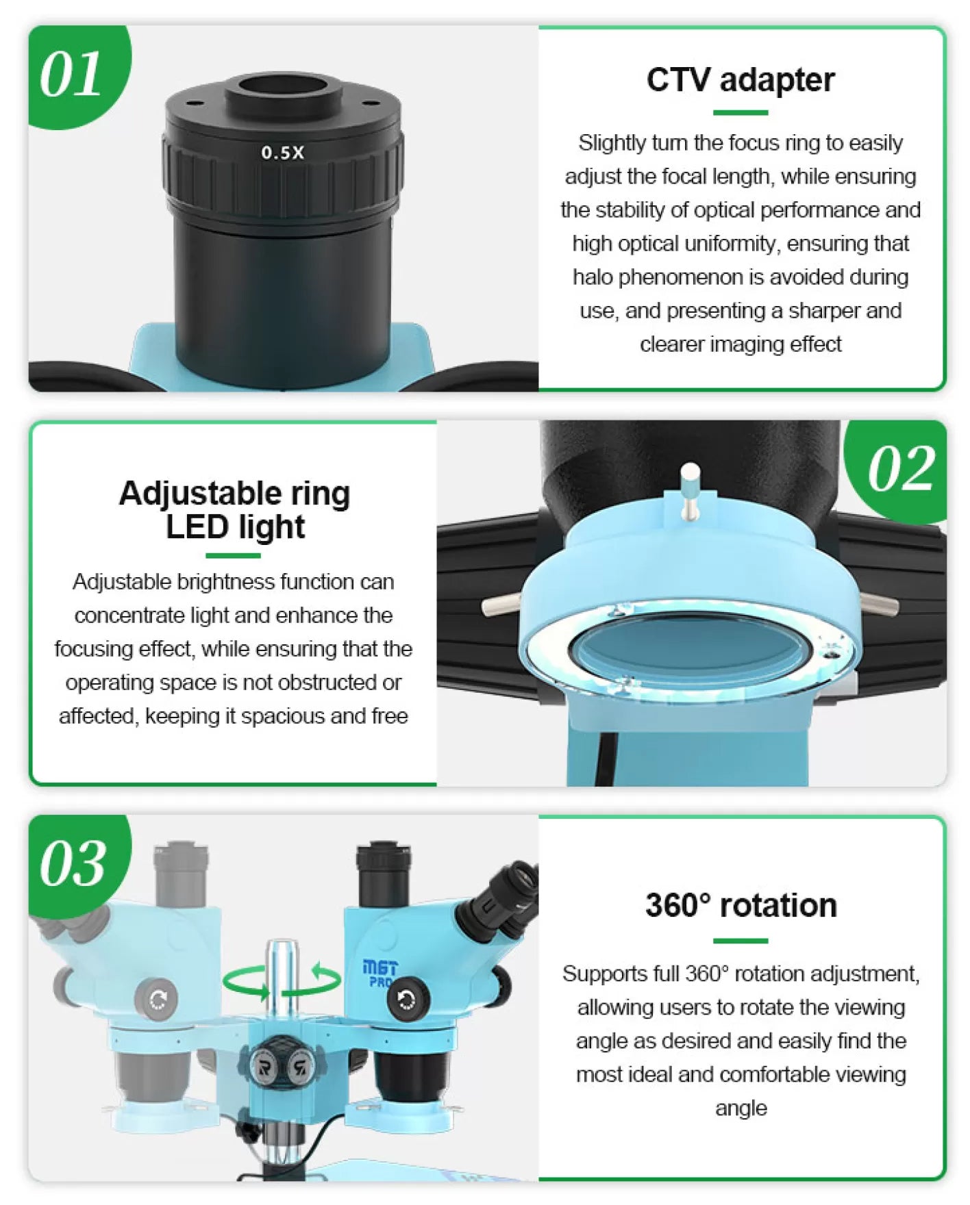 Relife RL-M6T Pro-B11 Microscope, Turquoise