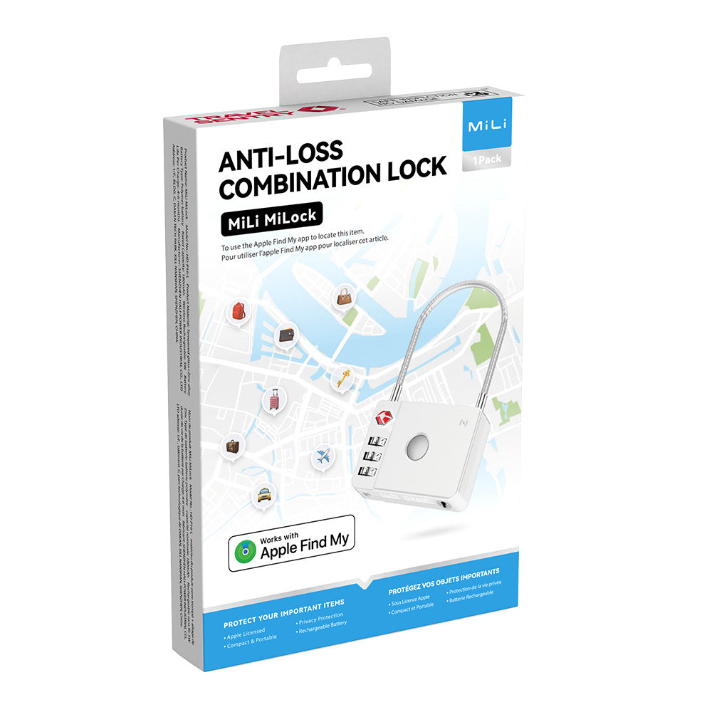 MiLi SmartTag MiLock Luggage pour iOS Series, Blanc HD-P16-L