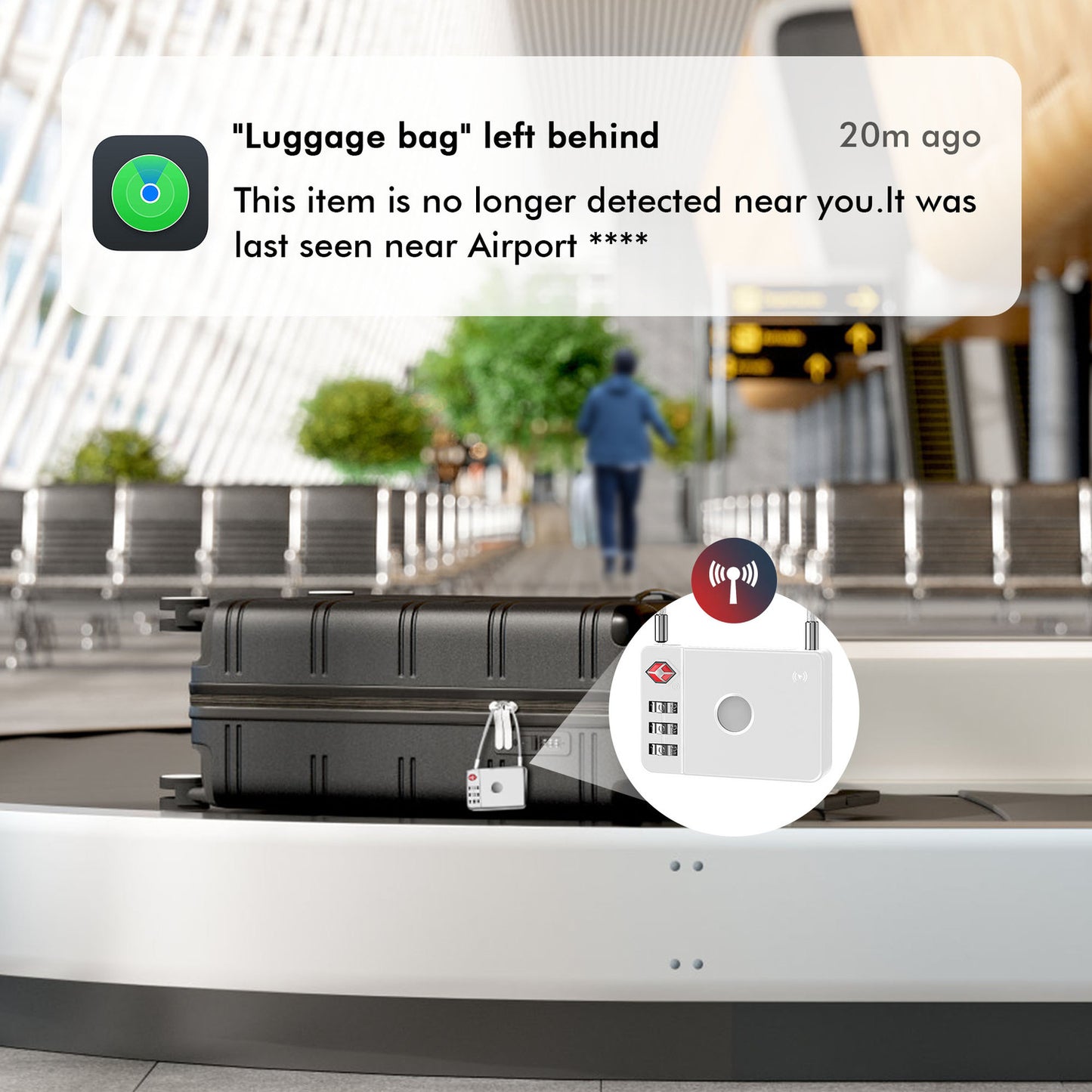 MiLi SmartTag MiLock Luggage pour iOS Series, Blanc HD-P16-L