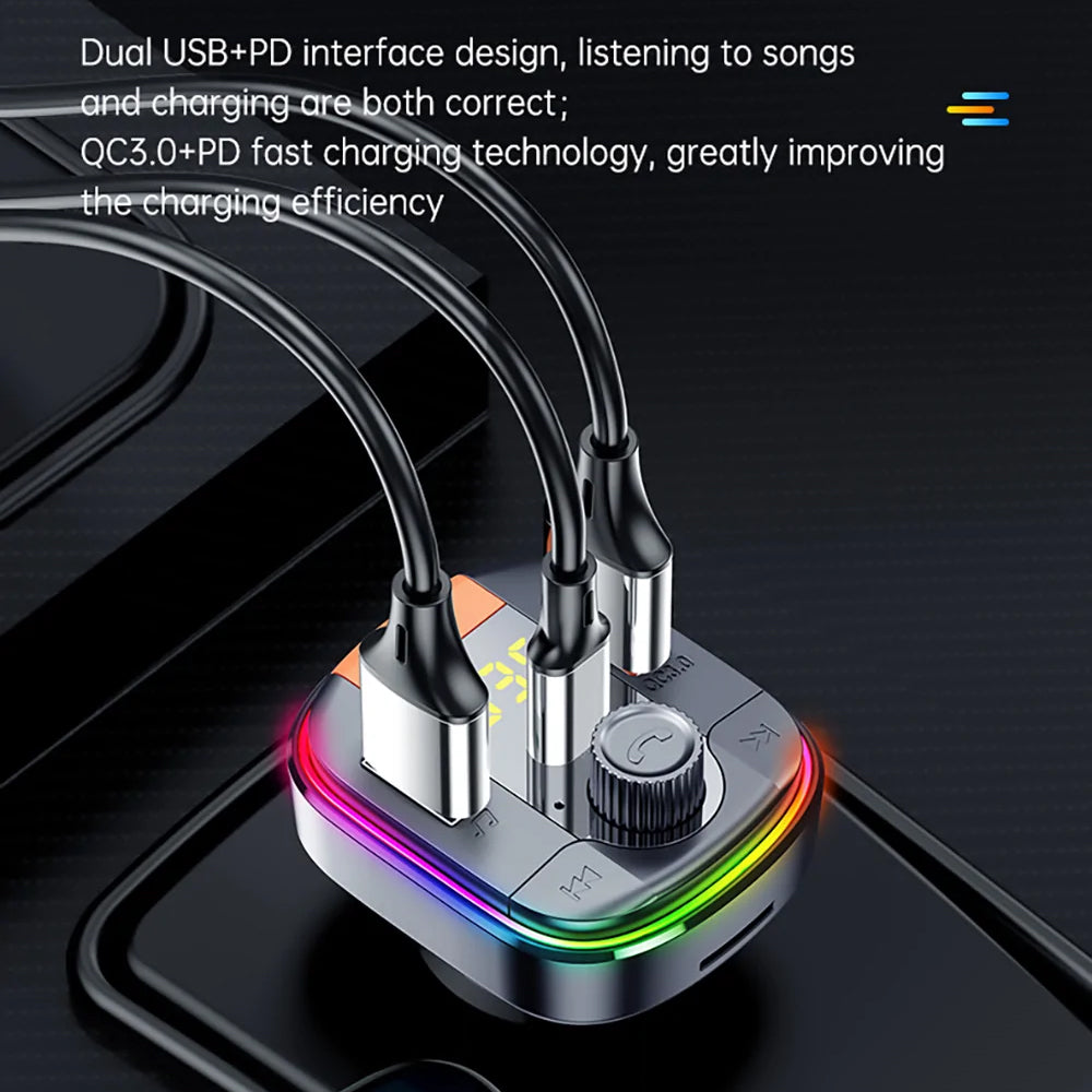 Modulateur FM Bluetooth Yesido Y45, 2 x USB-A - 1 x USB-C - 1 x microSD