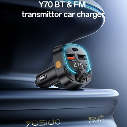 Modulateur FM Bluetooth Yesido Y70, 2 x USB-A - 1 x USB-C