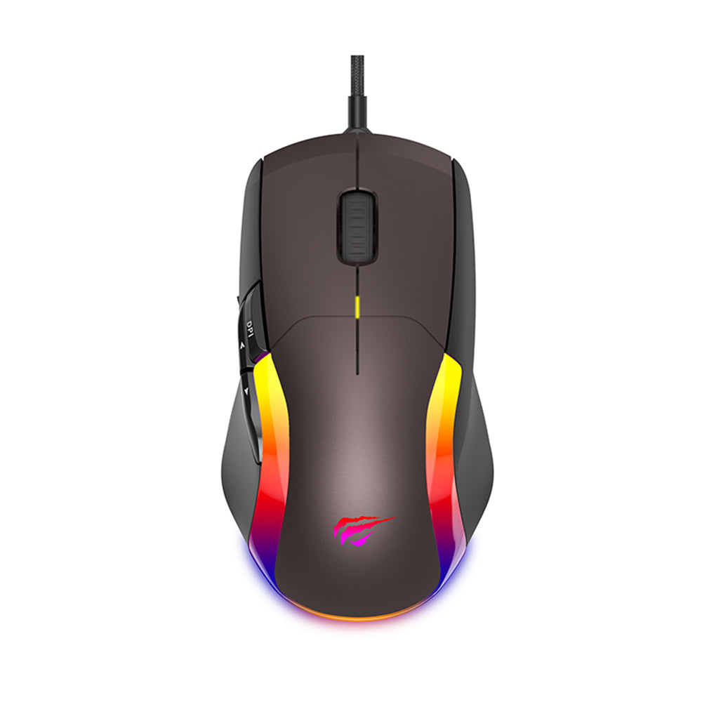 Souris Gaming Filaire USB HAVIT MS959S, RGB, 1200DPI - 8000DPI, 1.6m, Noir Ocre
