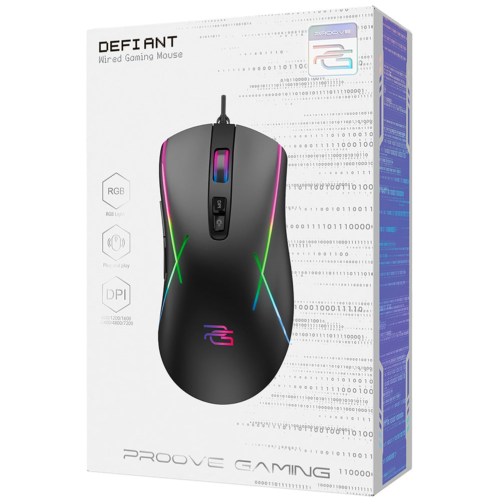 Gaming-Maus Wired USB Proove Defiant, RGB, 7200DPI, Schwarz CMDE00000102