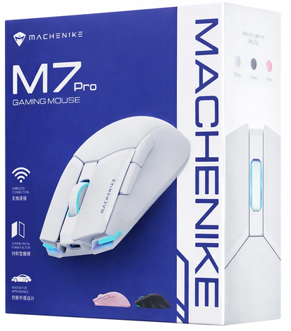 Machenike M7 Pro kabellose Gaming-Maus, RGB, 1000 DPI–26000 DPI, Weiß