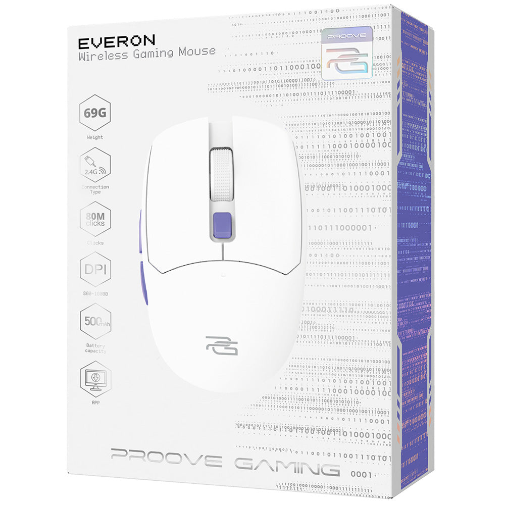 Souris Gaming Sans Fil Proove Everon, 800DPI - 10000DPI, Blanc WMEV00022002
