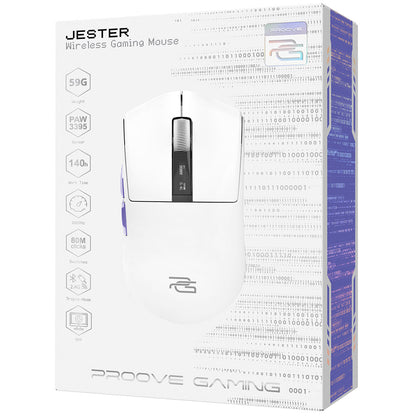 Souris Gaming Sans Fil Proove Jester, 800DPI - 26000DPI, Écran OLED, Blanc WMJS00022002