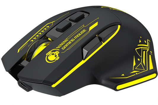 Souris Gaming Sans Fil WZK WMGB-1181, 3200DPI, Noir Jaune