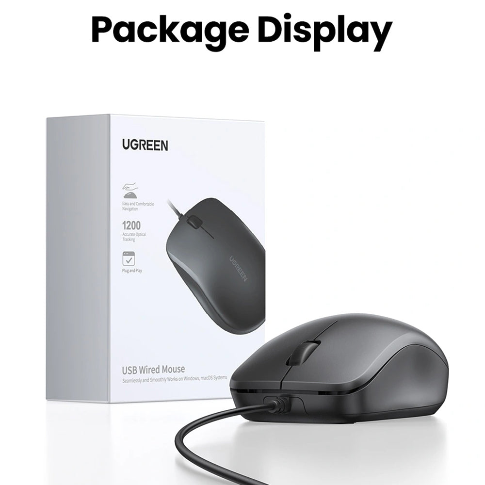 Souris filaire USB UGREEN MU007, 1200DPI, 1.5m, Noir