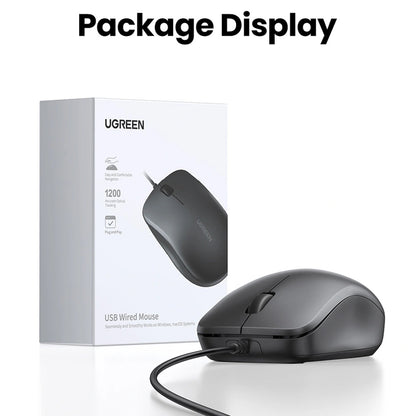 Souris filaire USB UGREEN MU007, 1200DPI, 1.5m, Noir