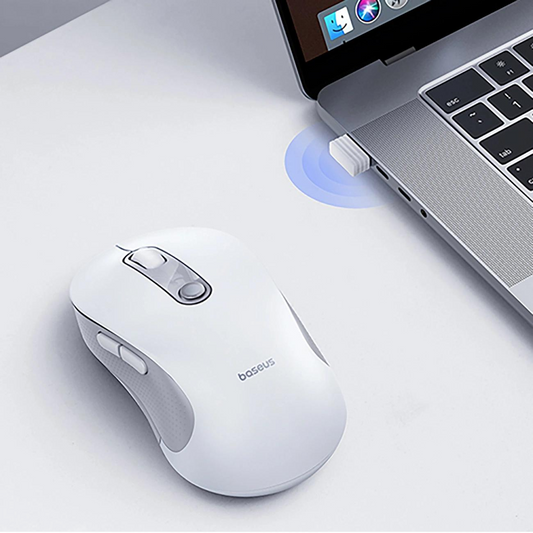 Souris sans fil Baseus F02, 1600DPI, BT / Wi-Fi, Blanc B0203302