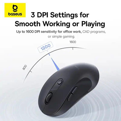 Mouse Wireless Baseus F02, 1600DPI, BT / Wi-Fi, Schwarz B0203203