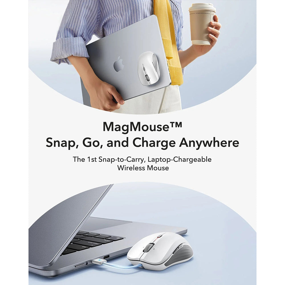 Souris sans fil ESR MagMouse, 800DPI - 4800DPI, Blanc